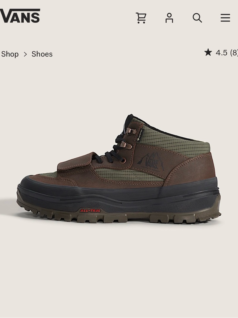 Vans Men's Brown & Olive All-Trac Mountain GORETEX Mid-Top Shoe